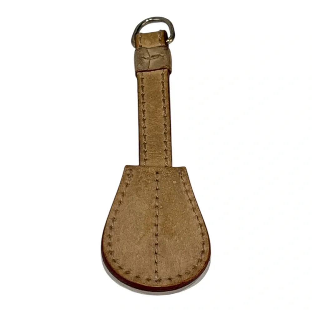 Vintage Dooney and Bourke Brass All Weather Tan Leather Keychain Key Ring